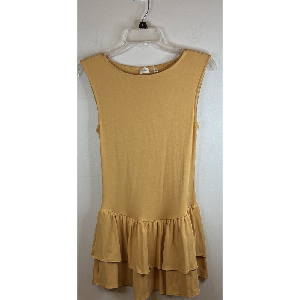 WILFRED Aritzia Goodlux Bloomsbury Mini Dress Small Ruffle Apricot Peach Summer - Picture 4 of 9